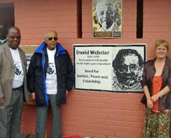 Executive mayor Amos Masondo, anti-apartheid stalwart Ahmed Kathrada and Maggie Friedman, Webster's partner at the time of his assassination