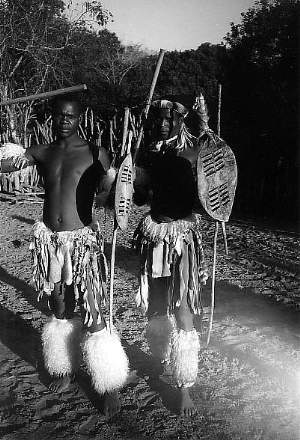 Young Xhosa men engaging in a traditional stick fighting contest. South  Africa 1960's-70's.